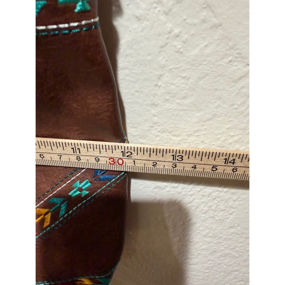 NWT catchfly Southwestern Embroidered Leather Crossbody Bag Brown Desert Boho - Picture 6 of 14